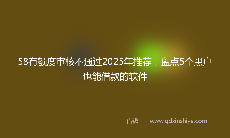 58有额度审核不通过2025年推荐，盘点5个黑户也能借款的软件
