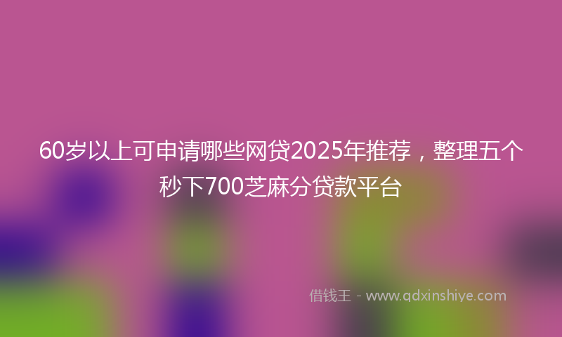 60岁以上可申请哪些网贷2025年推荐，整理五个秒下700芝麻分贷款平台