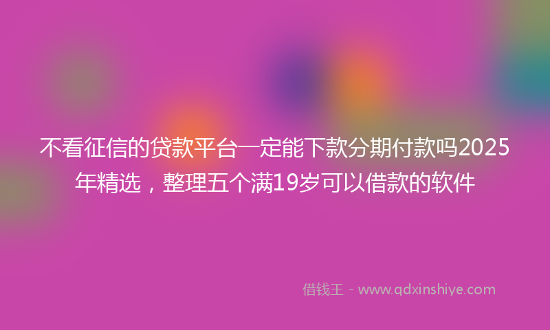 不看征信的贷款平台一定能下款分期付款吗2025年精选，整理五个满19岁可以借款的软件