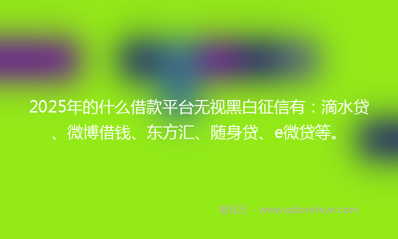 2025年的什么借款平台无视黑白征信有：滴水贷、微博借钱、东方汇、随身贷、e微贷等。