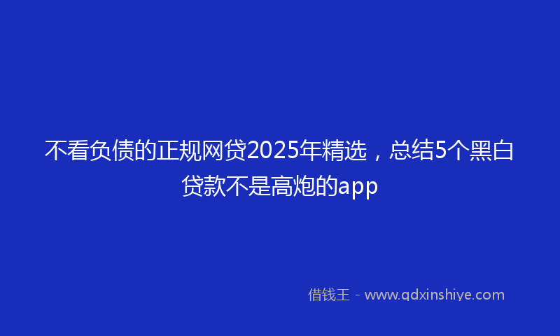 不看负债的正规网贷2025年精选，总结5个黑白贷款不是高炮的app