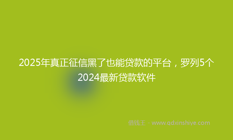 2025年真正征信黑了也能贷款的平台，罗列5个2024最新贷款软件