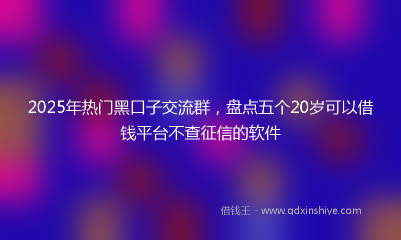 2025年热门黑口子交流群，盘点五个20岁可以借钱平台不查征信的软件
