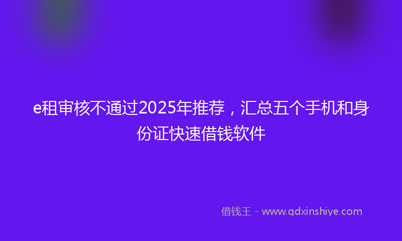 e租审核不通过2025年推荐，汇总五个手机和身份证快速借钱软件