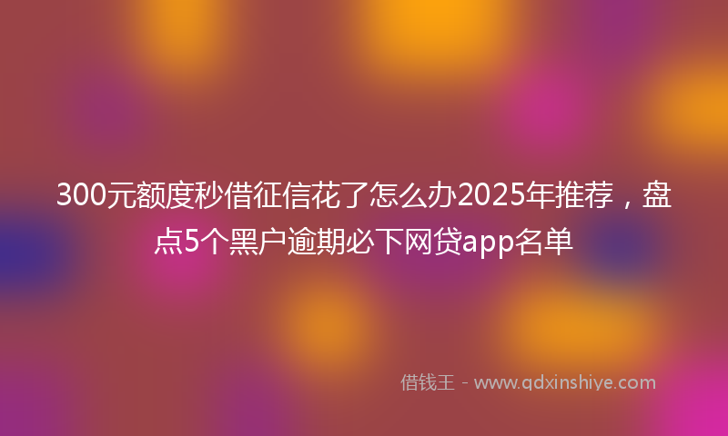 300元额度秒借征信花了怎么办2025年推荐，盘点5个黑户逾期必下网贷app名单