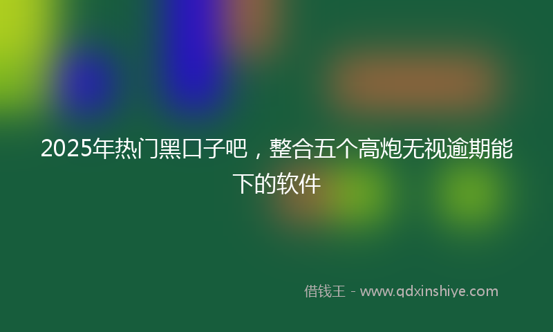 2025年热门黑口子吧，整合五个高炮无视逾期能下的软件