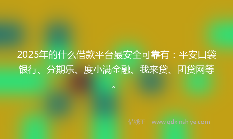 2025年的什么借款平台最安全可靠有：平安口袋银行、分期乐、度小满金融、我来贷、团贷网等。
