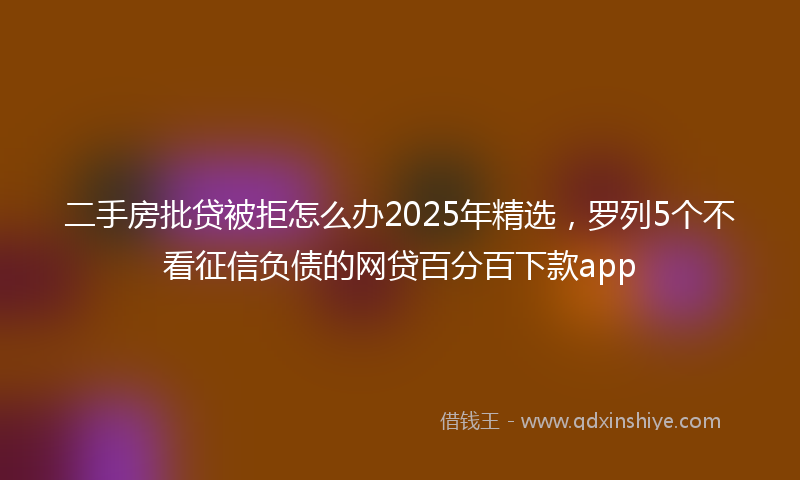 二手房批贷被拒怎么办2025年精选，罗列5个不看征信负债的网贷百分百下款app