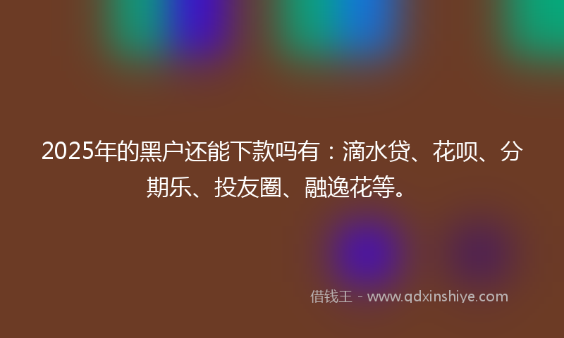 2025年的黑户还能下款吗有：滴水贷、花呗、分期乐、投友圈、融逸花等。