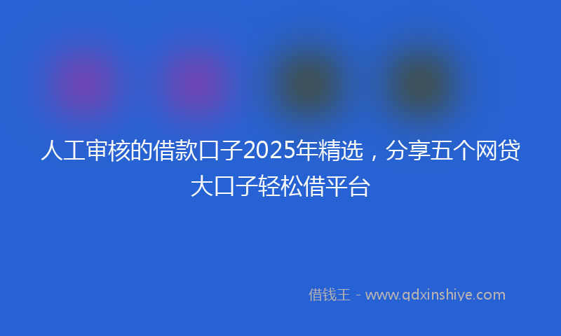 人工审核的借款口子2025年精选，分享五个网贷大口子轻松借平台