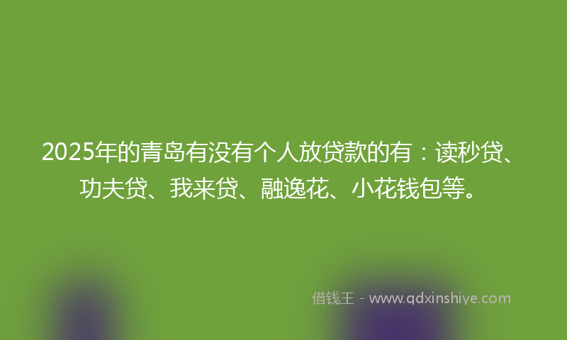 2025年的青岛有没有个人放贷款的有：读秒贷、功夫贷、我来贷、融逸花、小花钱包等。