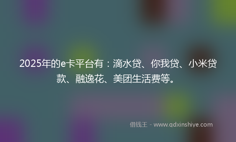 2025年的e卡平台有：滴水贷、你我贷、小米贷款、融逸花、美团生活费等。