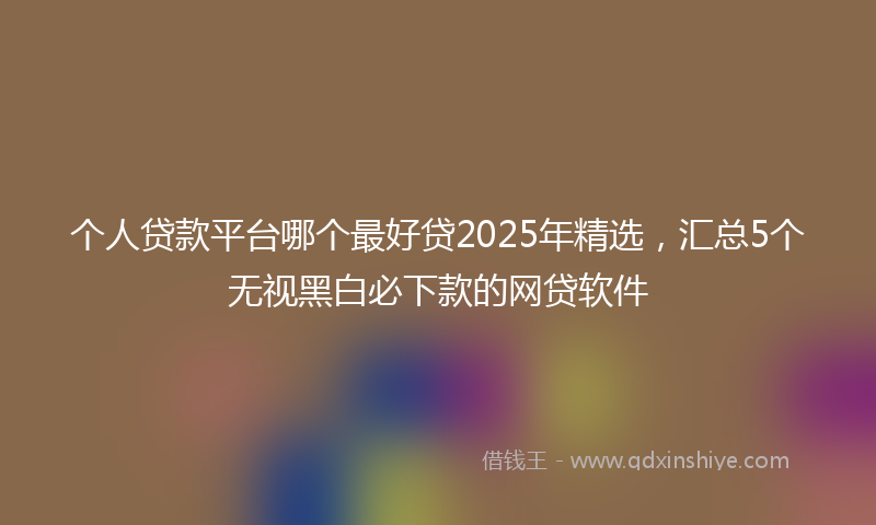 个人贷款平台哪个最好贷2025年精选，汇总5个无视黑白必下款的网贷软件