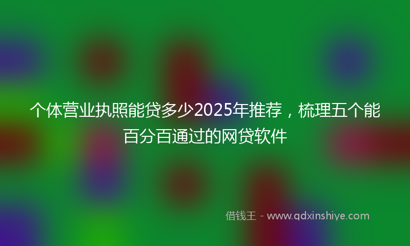 个体营业执照能贷多少2025年推荐，梳理五个能百分百通过的网贷软件