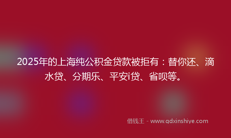 2025年的上海纯公积金贷款被拒有：替你还、滴水贷、分期乐、平安i贷、省呗等。
