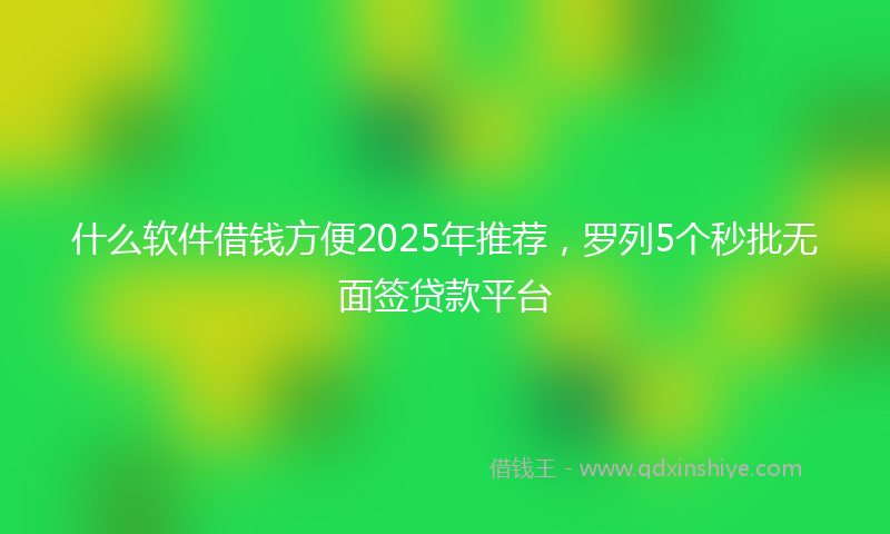 什么软件借钱方便2025年推荐，罗列5个秒批无面签贷款平台