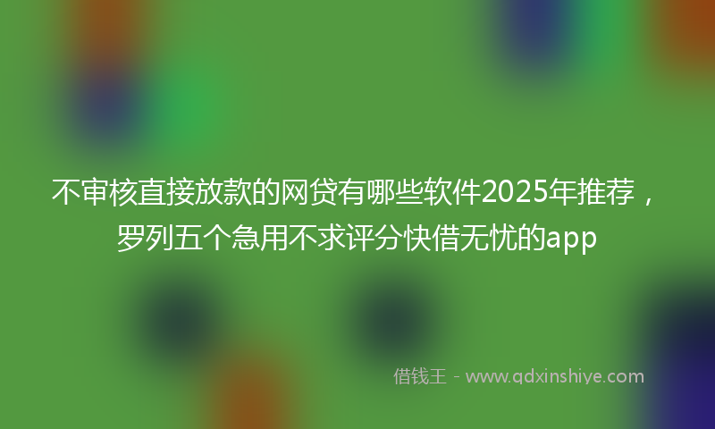不审核直接放款的网贷有哪些软件2025年推荐，罗列五个急用不求评分快借无忧的app