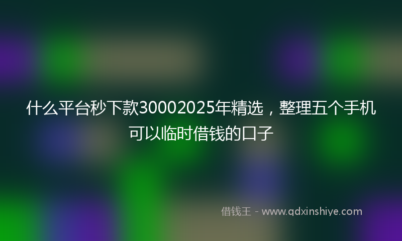 什么平台秒下款30002025年精选，整理五个手机可以临时借钱的口子