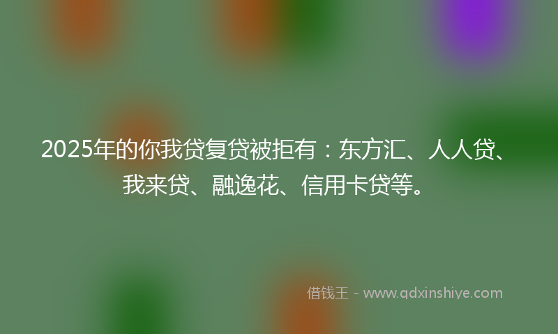 2025年的你我贷复贷被拒有：东方汇、人人贷、我来贷、融逸花、信用卡贷等。