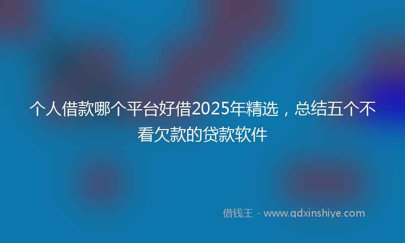 个人借款哪个平台好借2025年精选，总结五个不看欠款的贷款软件