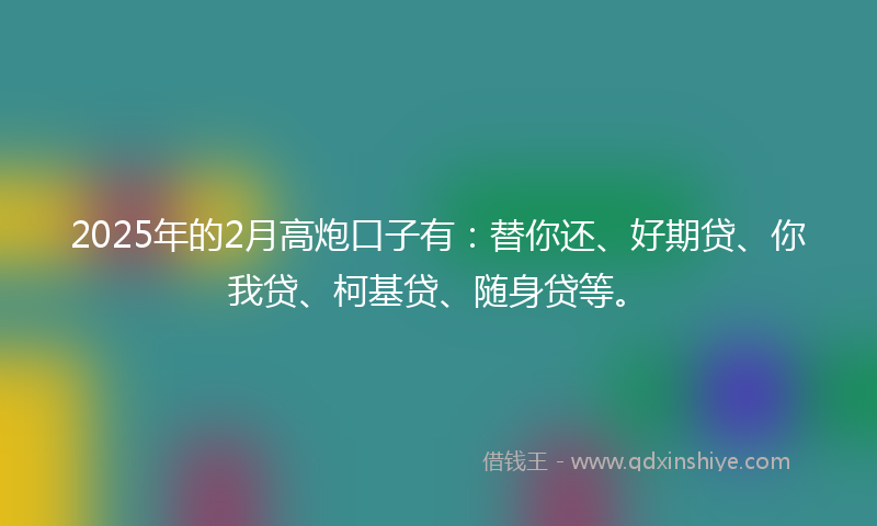2025年的2月高炮口子有：替你还、好期贷、你我贷、柯基贷、随身贷等。