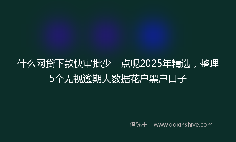 什么网贷下款快审批少一点呢2025年精选，整理5个无视逾期大数据花户黑户口子