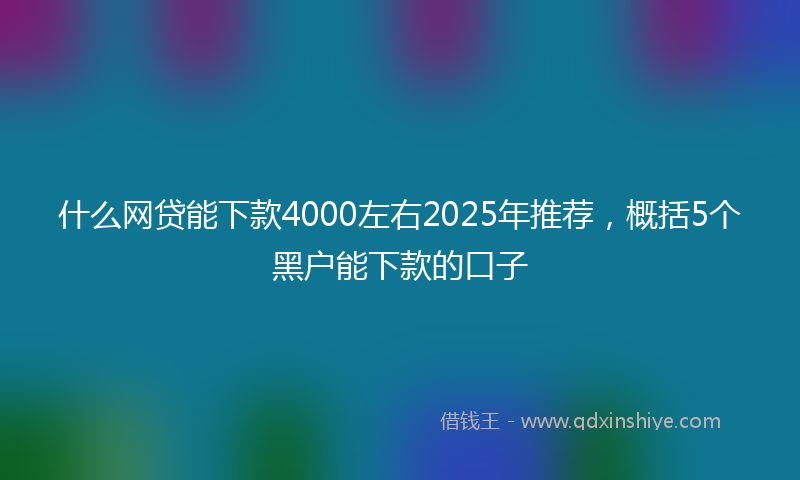 什么网贷能下款4000左右2025年推荐，概括5个黑户能下款的口子