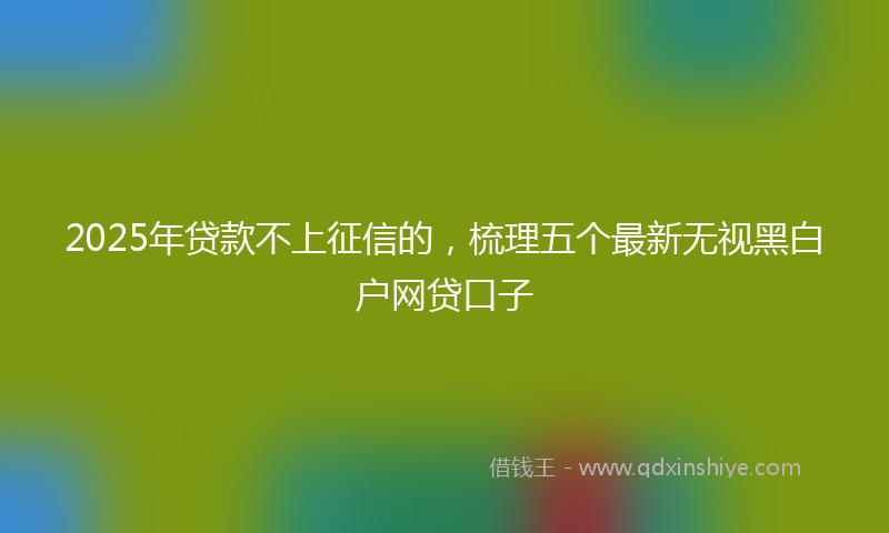 2025年贷款不上征信的，梳理五个最新无视黑白户网贷口子