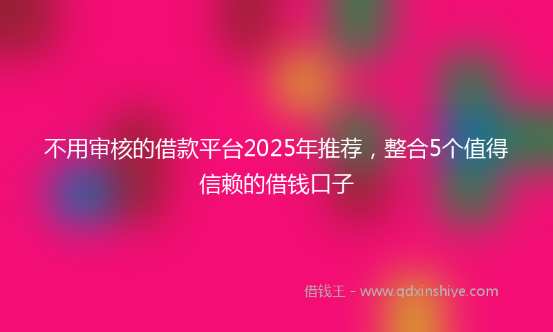 不用审核的借款平台2025年推荐，整合5个值得信赖的借钱口子