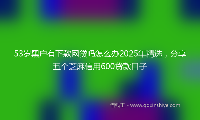 53岁黑户有下款网贷吗怎么办2025年精选，分享五个芝麻信用600贷款口子