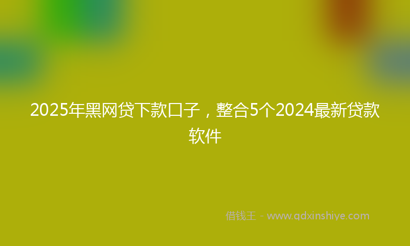 2025年黑网贷下款口子，整合5个2024最新贷款软件