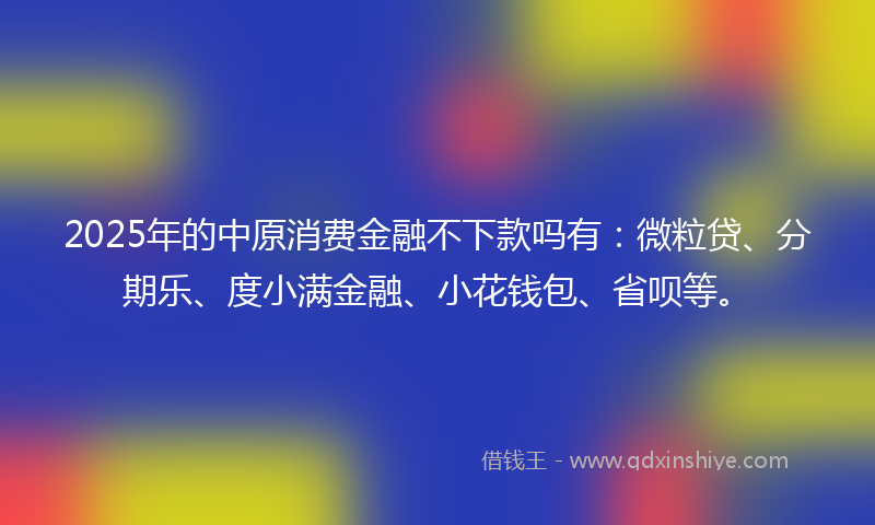 2025年的中原消费金融不下款吗有：微粒贷、分期乐、度小满金融、小花钱包、省呗等。