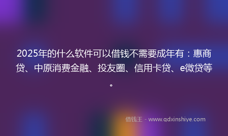 2025年的什么软件可以借钱不需要成年有：惠商贷、中原消费金融、投友圈、信用卡贷、e微贷等。