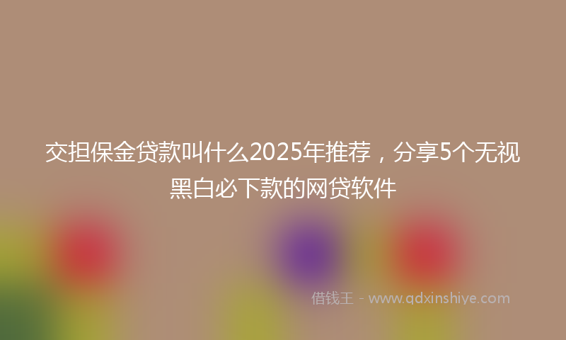 交担保金贷款叫什么2025年推荐，分享5个无视黑白必下款的网贷软件