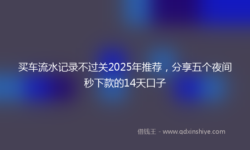 买车流水记录不过关2025年推荐，分享五个夜间秒下款的14天口子