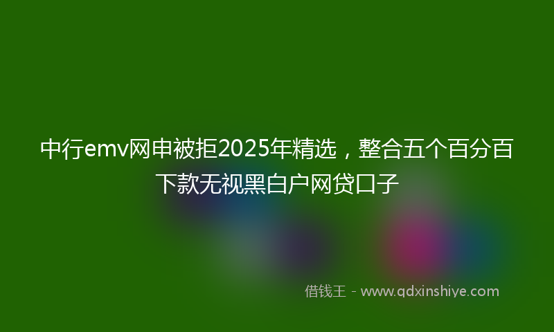 中行emv网申被拒2025年精选，整合五个百分百下款无视黑白户网贷口子