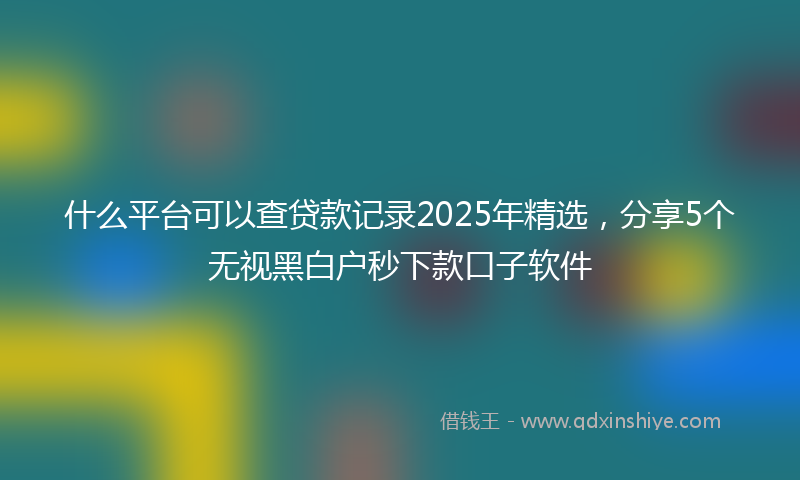 什么平台可以查贷款记录2025年精选，分享5个无视黑白户秒下款口子软件