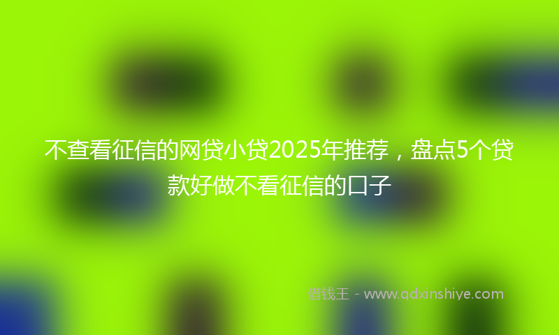 不查看征信的网贷小贷2025年推荐，盘点5个贷款好做不看征信的口子