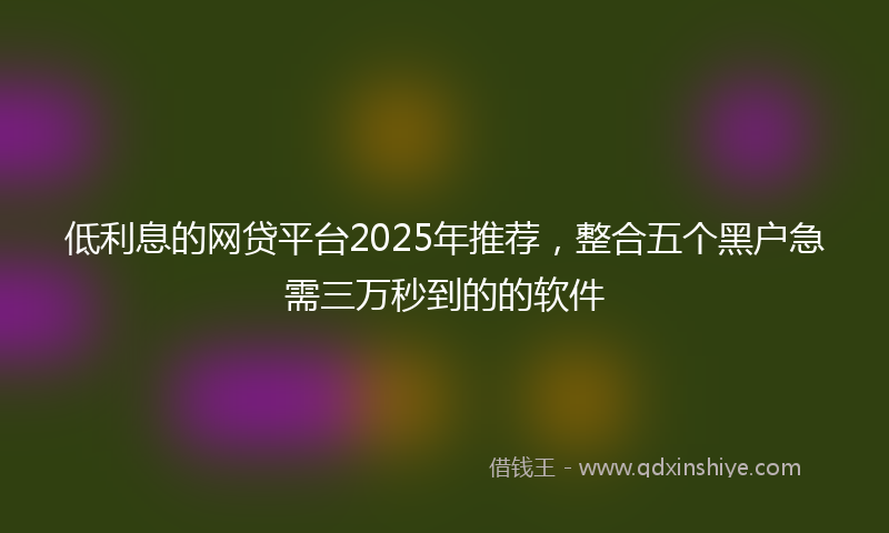低利息的网贷平台2025年推荐，整合五个黑户急需三万秒到的的软件