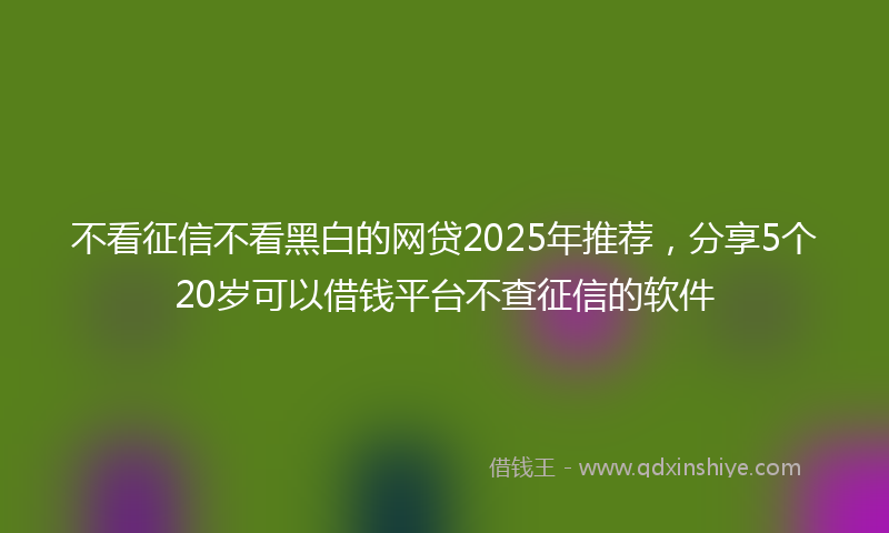 不看征信不看黑白的网贷2025年推荐，分享5个20岁可以借钱平台不查征信的软件
