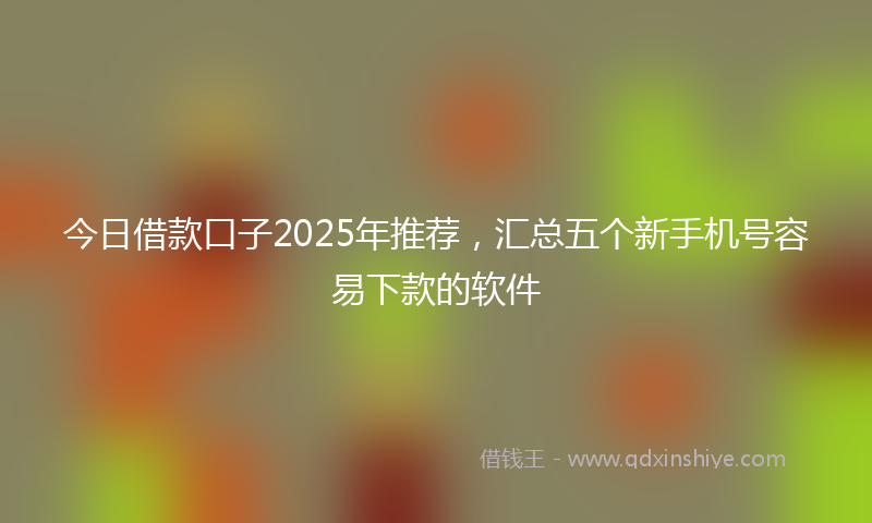 今日借款口子2025年推荐，汇总五个新手机号容易下款的软件