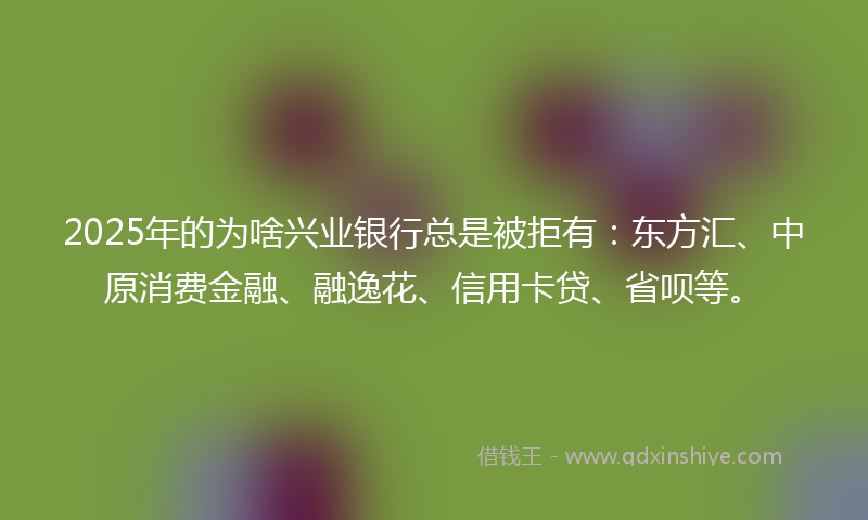 2025年的为啥兴业银行总是被拒有：东方汇、中原消费金融、融逸花、信用卡贷、省呗等。