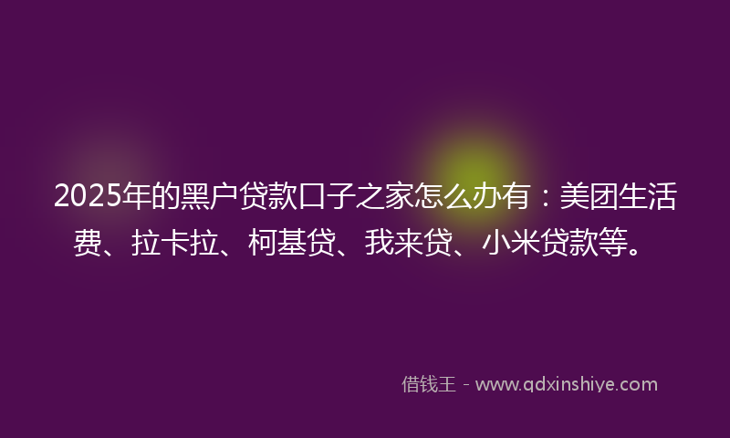 2025年的黑户贷款口子之家怎么办有：美团生活费、拉卡拉、柯基贷、我来贷、小米贷款等。