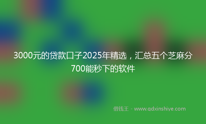 3000元的贷款口子2025年精选，汇总五个芝麻分700能秒下的软件