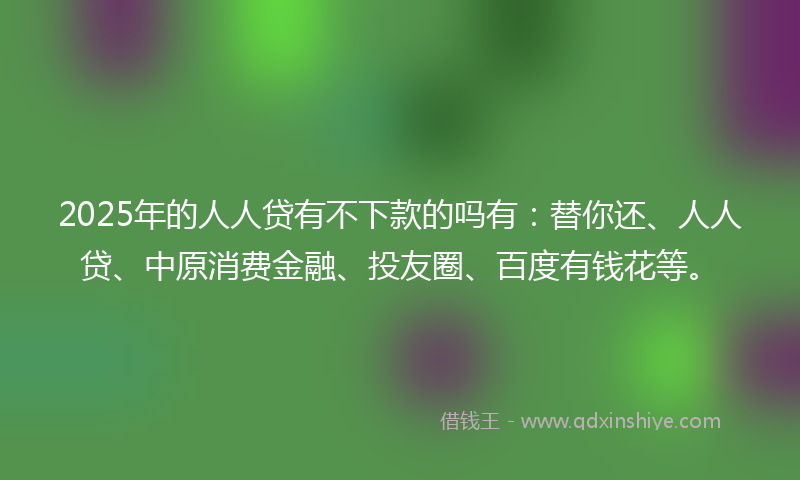 2025年的人人贷有不下款的吗有：替你还、人人贷、中原消费金融、投友圈、百度有钱花等。