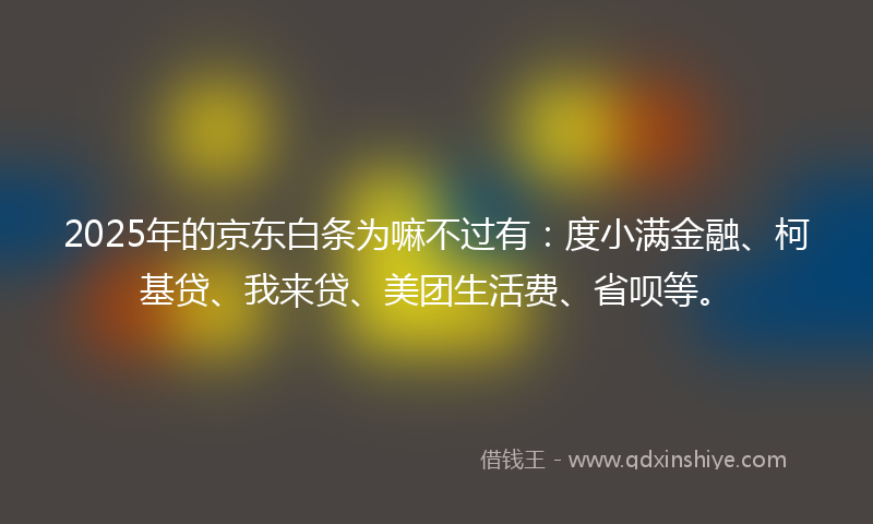 2025年的京东白条为嘛不过有：度小满金融、柯基贷、我来贷、美团生活费、省呗等。