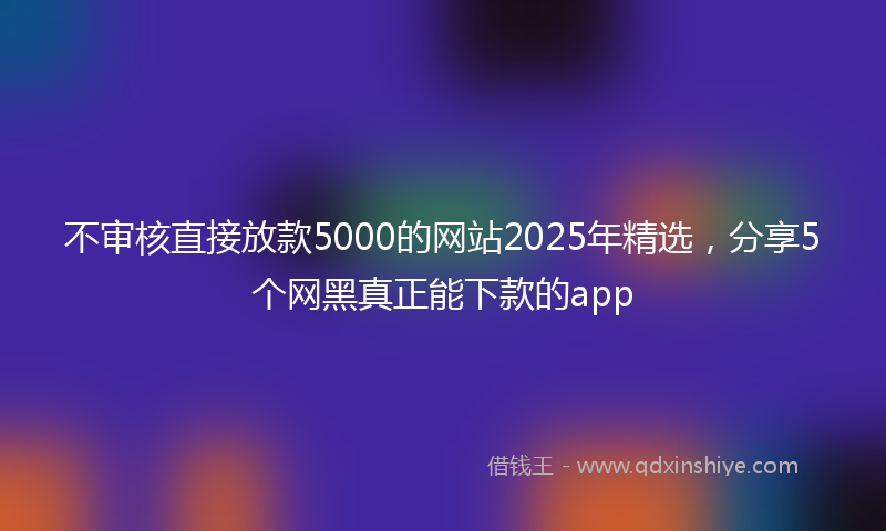不审核直接放款5000的网站2025年精选，分享5个网黑真正能下款的app