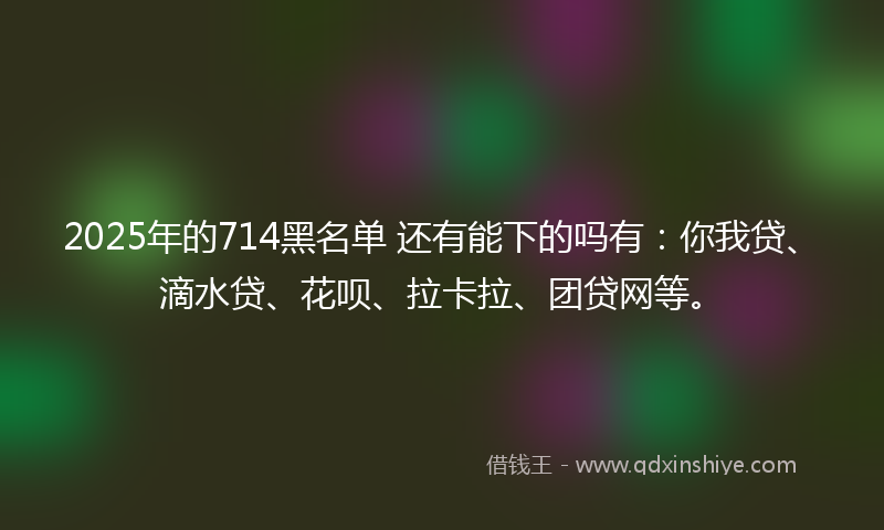 2025年的714黑名单 还有能下的吗有：你我贷、滴水贷、花呗、拉卡拉、团贷网等。