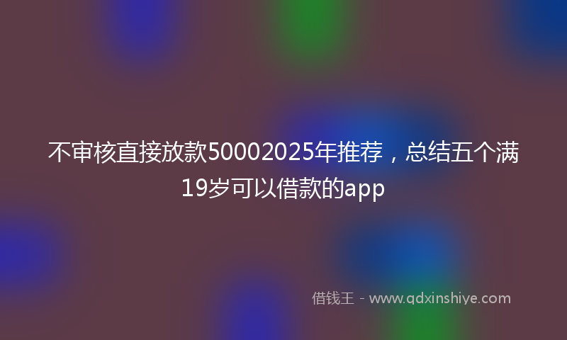 不审核直接放款50002025年推荐，总结五个满19岁可以借款的app