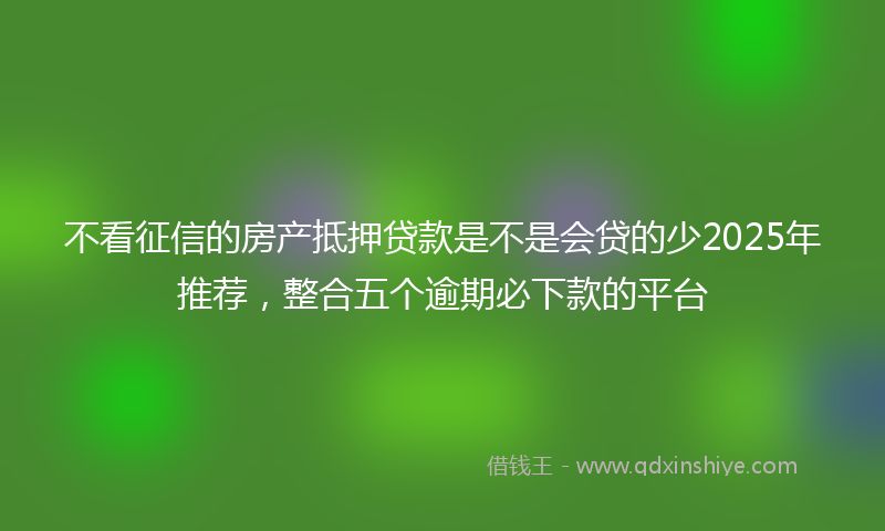 不看征信的房产抵押贷款是不是会贷的少2025年推荐，整合五个逾期必下款的平台